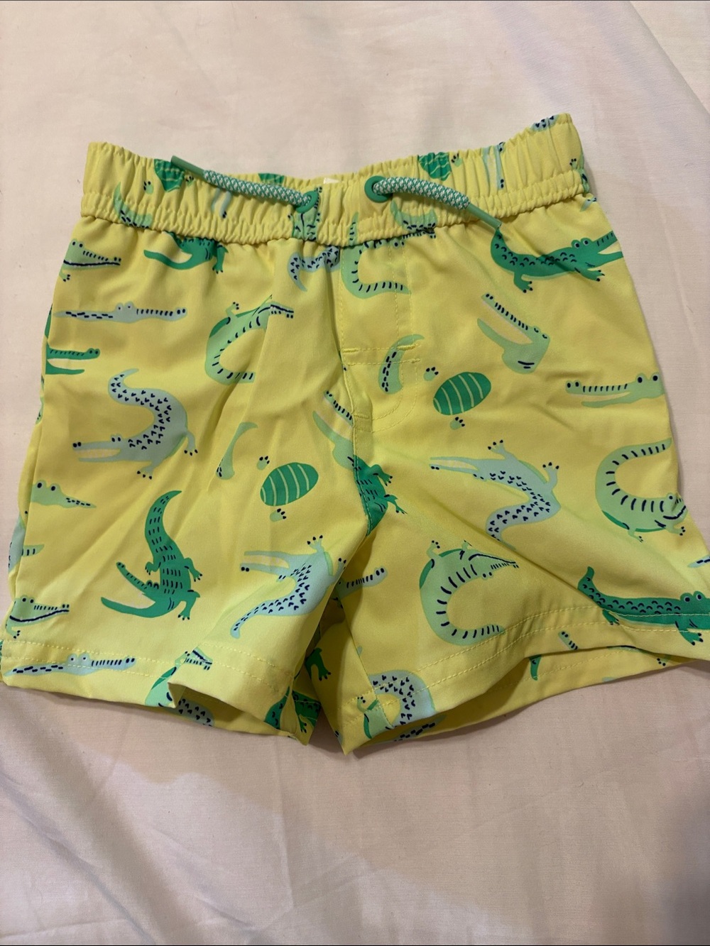 wonder nation Yellow Swim Shorts with Green Alligator Print